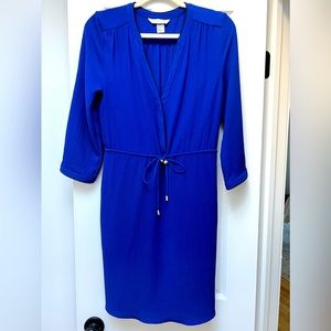 Bright Cobalt Blue Shirt Dress with Drawstring waist